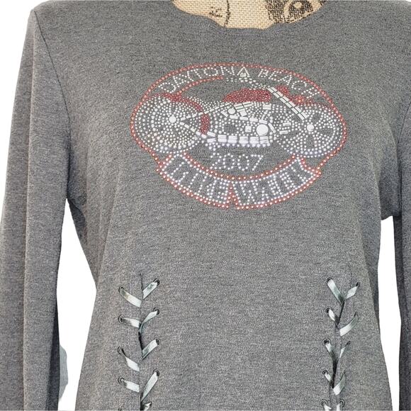 Biker Design 2007 Daytona Beach Bike Week Long Sleeve Lace Up Top Size XL - Picture 3 of 8